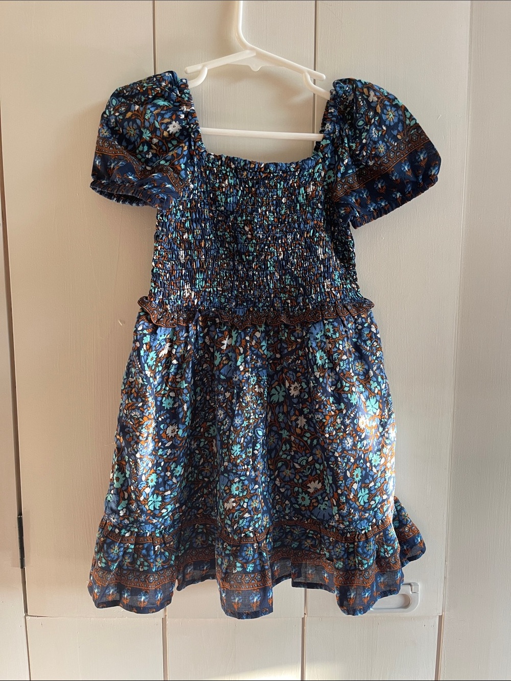 Vineyard Vines NWT 2T flutter sleeve smocked dress navy, brown, rust